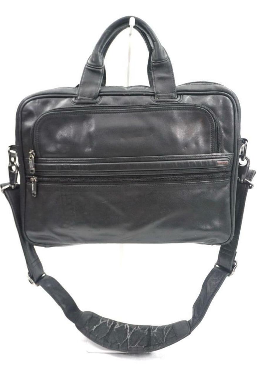 TUMI USED/INK STAIN/BAD STRAP LEATHER CARRY ON TRAVEL 15" LAPTOP BAG/BRIEFCASE
